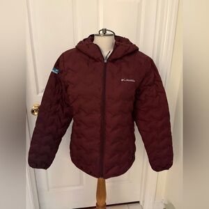 Columbia Burgundy Puffer Hooded Jacket ladies XL